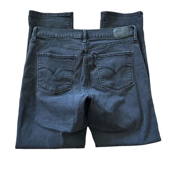 Levi’s Sz 31 Black Straight Leg Ankle Shaping High Waist Relaxed Denim Jean Pant - Picture 4 of 8